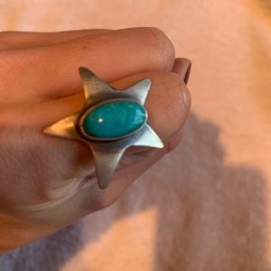 STAMPED Navajo turquoise star ring!